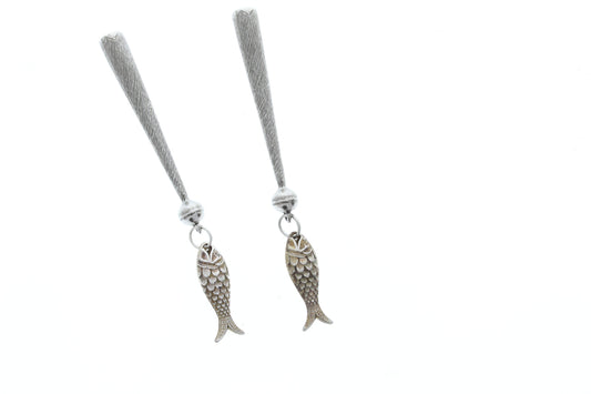 Fish bolo tips, antique silver, sold by 2, 1 Pair , made in USA