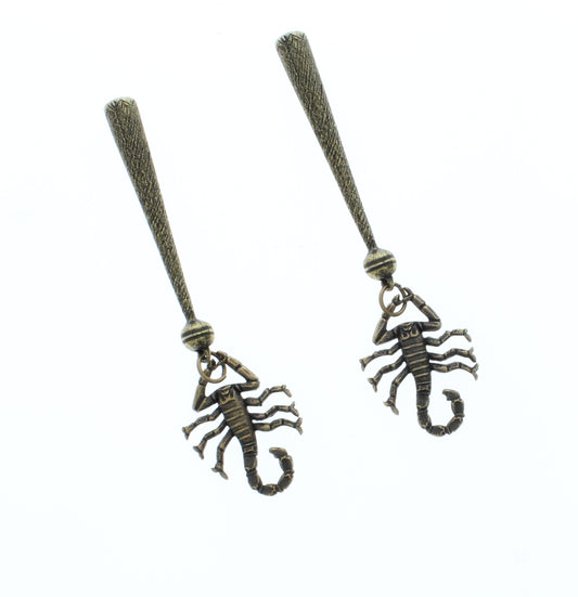 scorpion  charm  Bolo Tips, antique brass  tip  , Made in USA of zinc, Set of 2