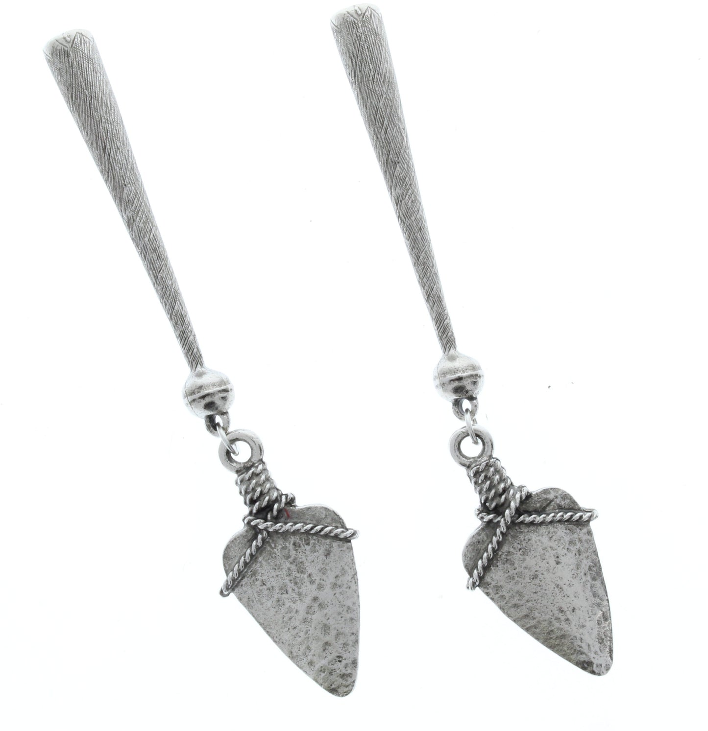 spear tip, bolo tip , antique silver, Made in USA of zinc, Set of 2/ 1 Pair