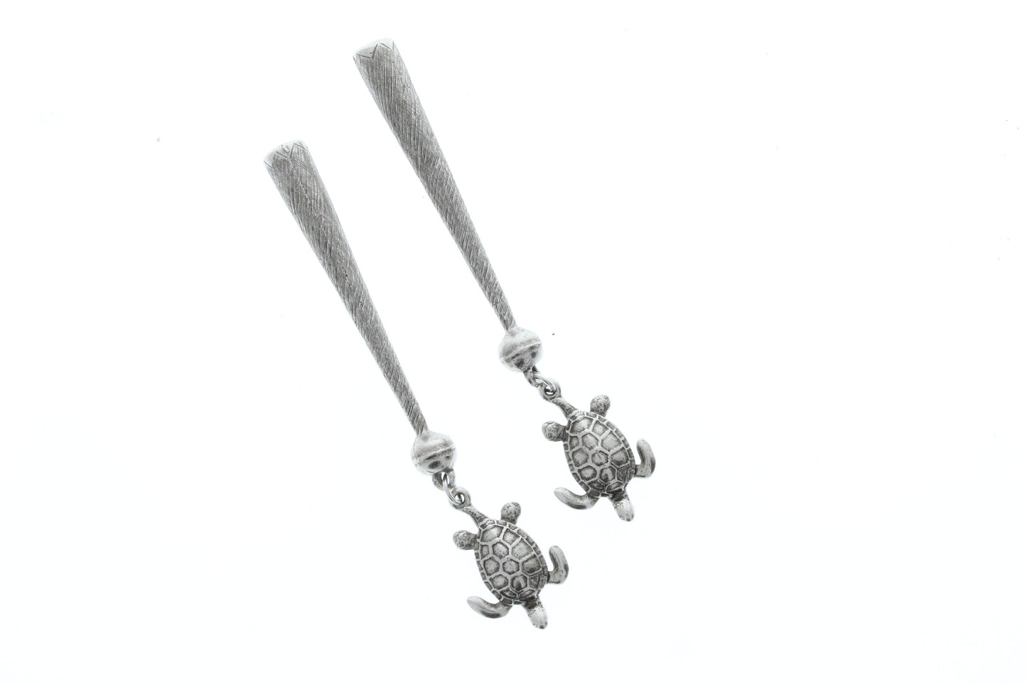 Turtle  bolo tips , Antique silver  , Made in USA of zinc, Set of 2/ 1 Pair