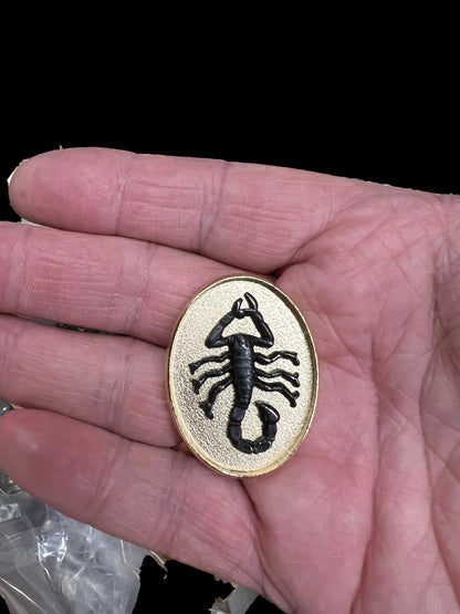 Scorpion Western Bolo Tie, Gold with resin , black scorpion , gold tips