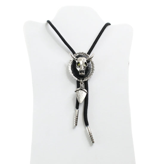 Skull Western Bolo Tie, black cord