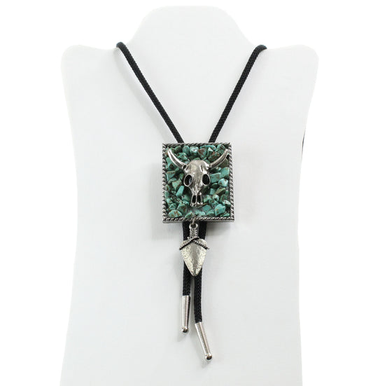 Skull Western Bolo Tie, black cord