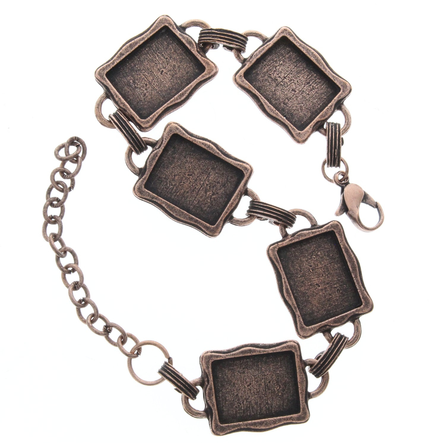 Bezel Link Photo Art Bracelet, Antique Copper, 7", Each