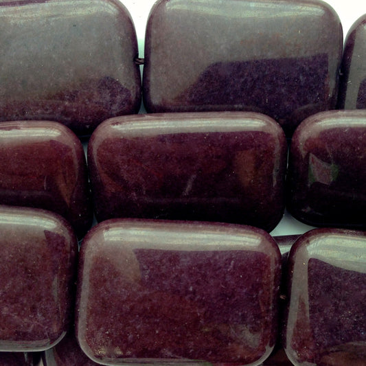 Purple Jade Beads, 25x18mm rectangle,  pack of 7 beads