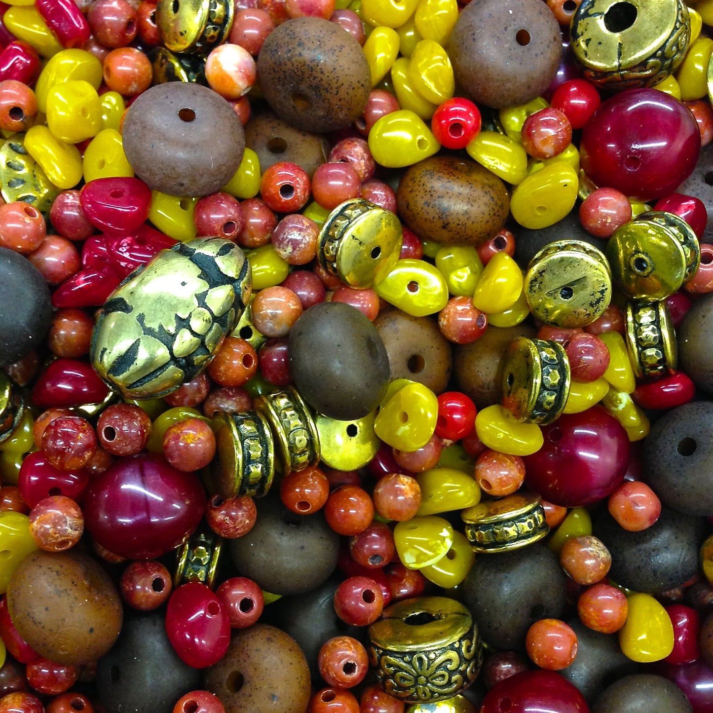 Fall Bead Mix, 1/4 pound, Halloween Purple Orange Gold Red Beads, or Harvest Fall Red Orange Gold Brown Beads, 1/4 pound = 150 - 350 beads