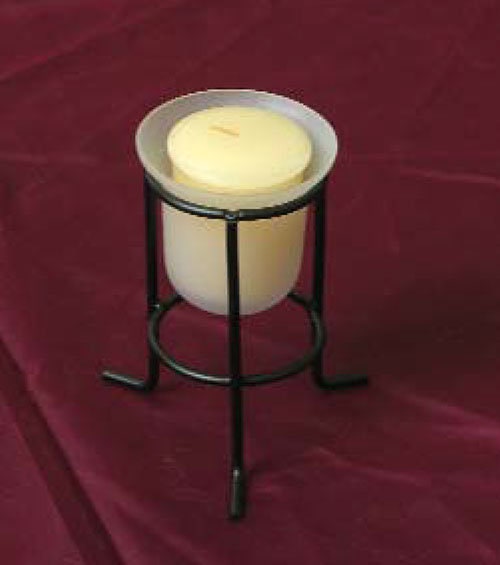 Frosted Glass and Steel Votive Candle Holder, Christmas or Wedding Centerpiece for 1 candle, Set of 3    (V1001)