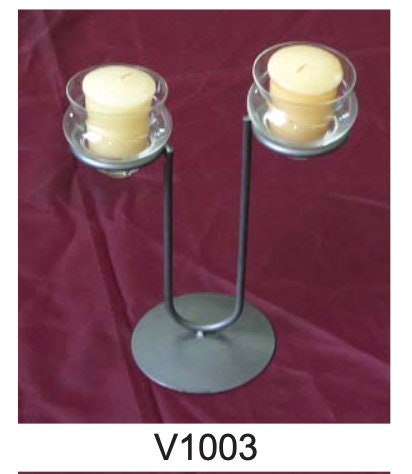 Glass and Black Steel Votive Candle Holder, Holiday, Christmas or Wedding Centerpiece for 2 candles, free standing, 1 each