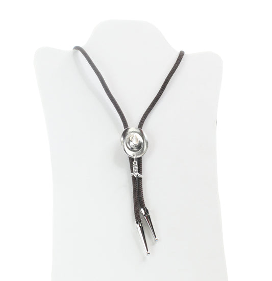 Cowboy Hat Bolo Tie, antique silver, gift bag, Choose 36" black, jute, red, olive green or turquoise cord, Handmade, each