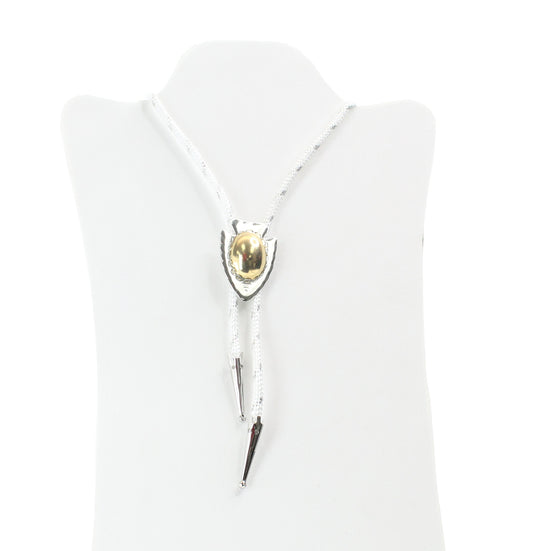 arrowhead  Bolo Tie, white cord silver lace, 36", sold by each