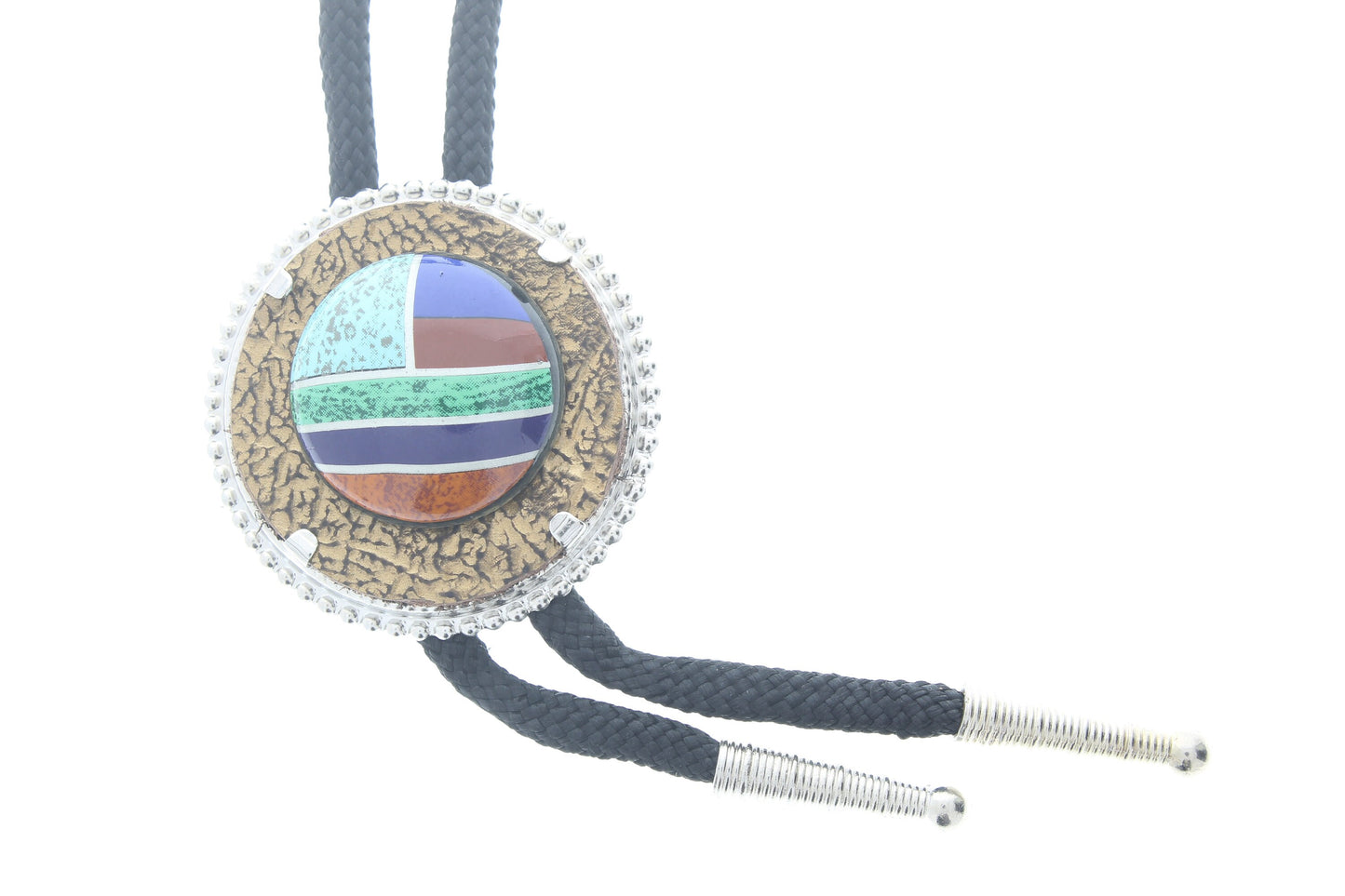 In lay Colorful Bolo , Black cord , made in USA