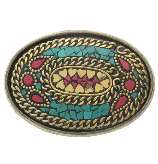 Mosaic buckle 3.25 x 2.25  inlay buckle, fits 1.5" Belt