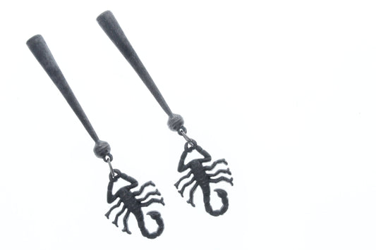 scorpion  charm  Bolo Tips, black finish   , Made in USA of zinc, Set of 2