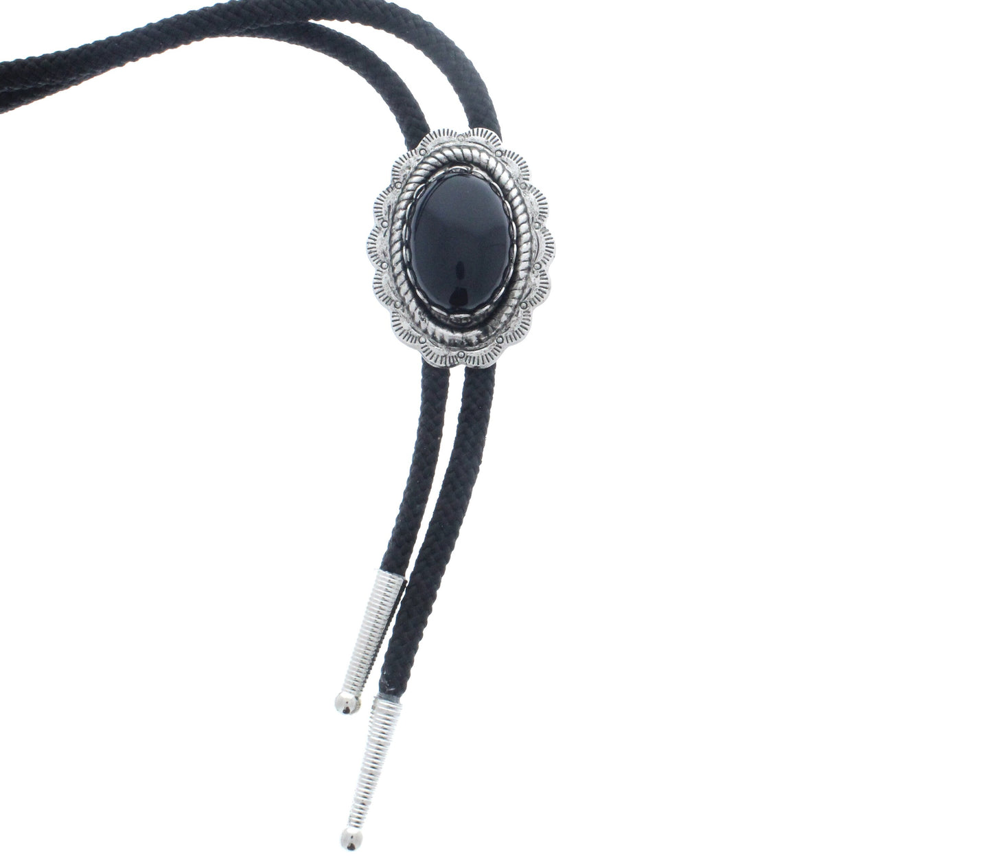 Oval Concho , Black stone western bolo tie , made in USA