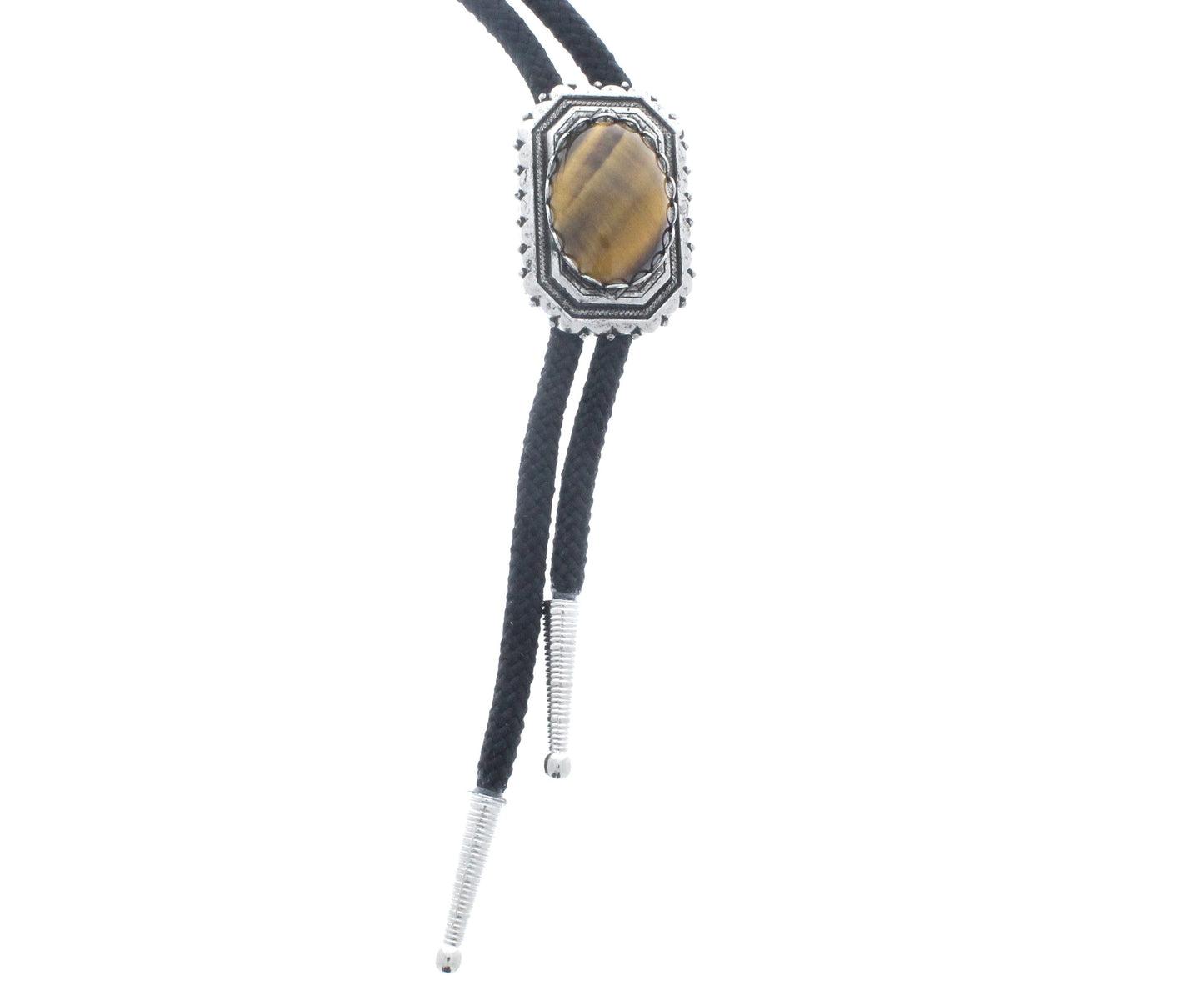 Rectangle Concho with Tiger eye stone  western bolo tie , made in USA