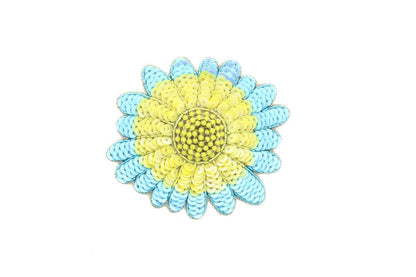 Beaded Embrodiery daisy  2.5" wide x 2" pin, use on bags, purses or jackets