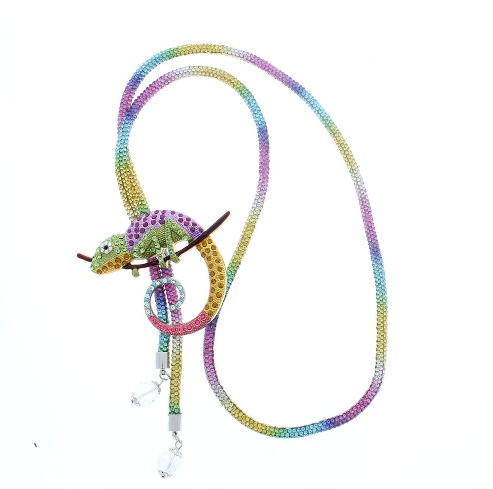 Colorful Gecko Bolo , on a colorful cord  ,assembled in USA