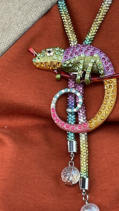 Colorful Gecko Bolo , on a colorful cord  ,assembled in USA