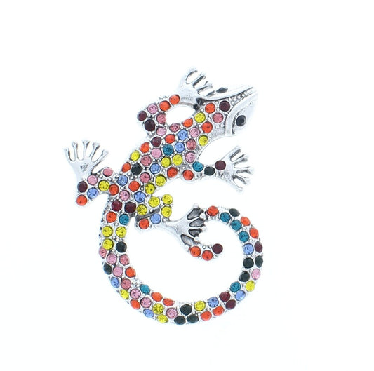 Colorful lizard  Bolo , on red crystal cord  ,assembled in USA