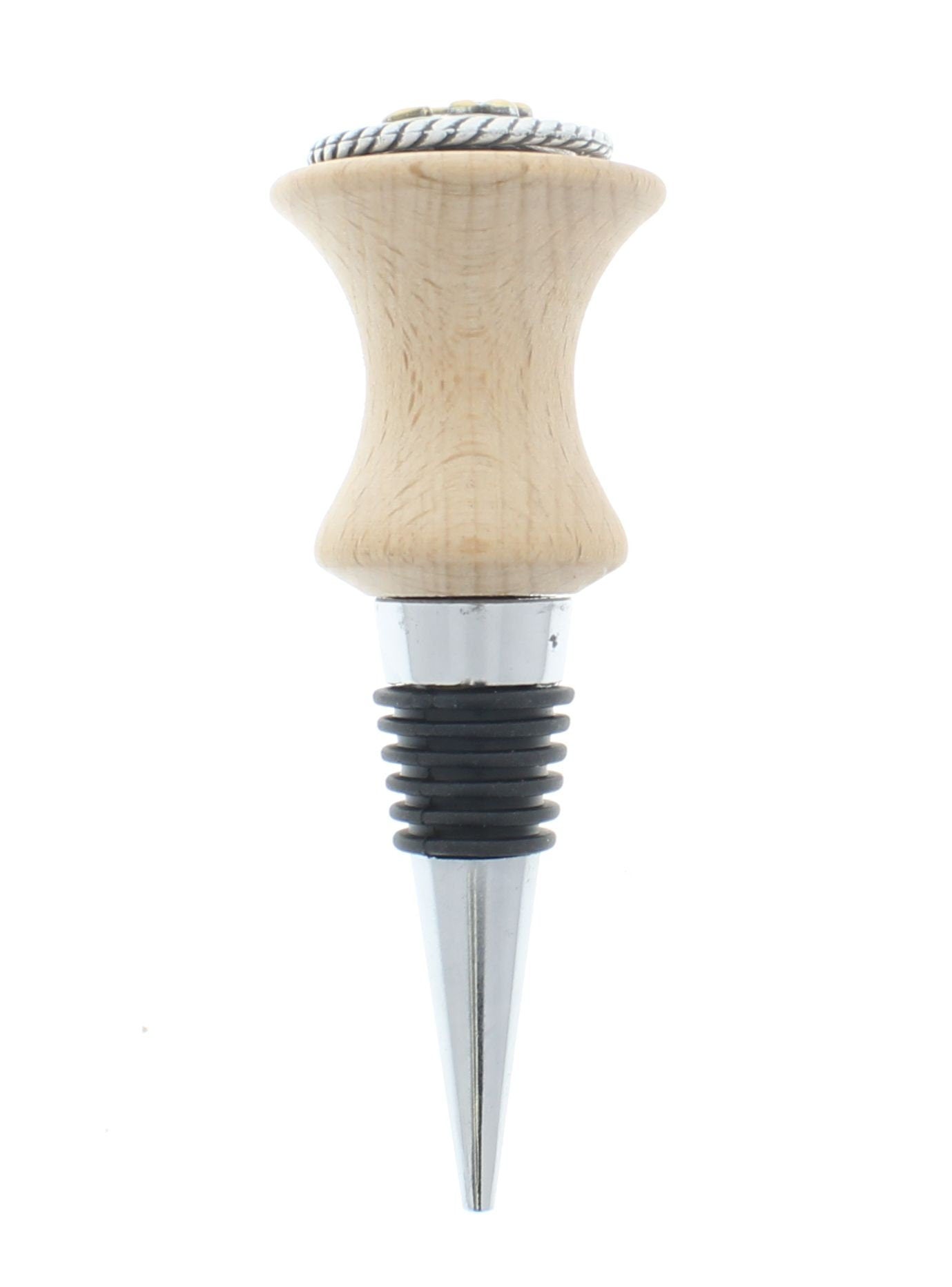 wine stopper, wood, concho style ,Flur De LIs desgin, sold with box