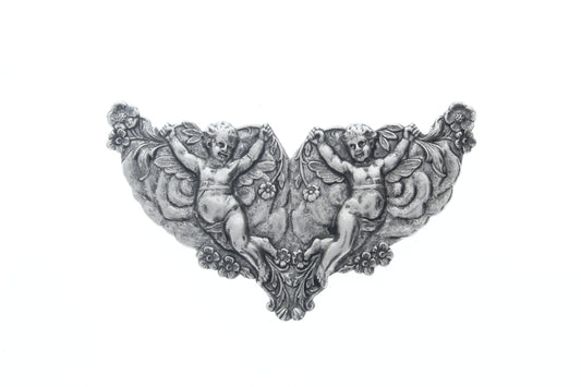Two Cherubs Angels Vintage Stamping, antique silver or brass ox finish  Made in USA, Each