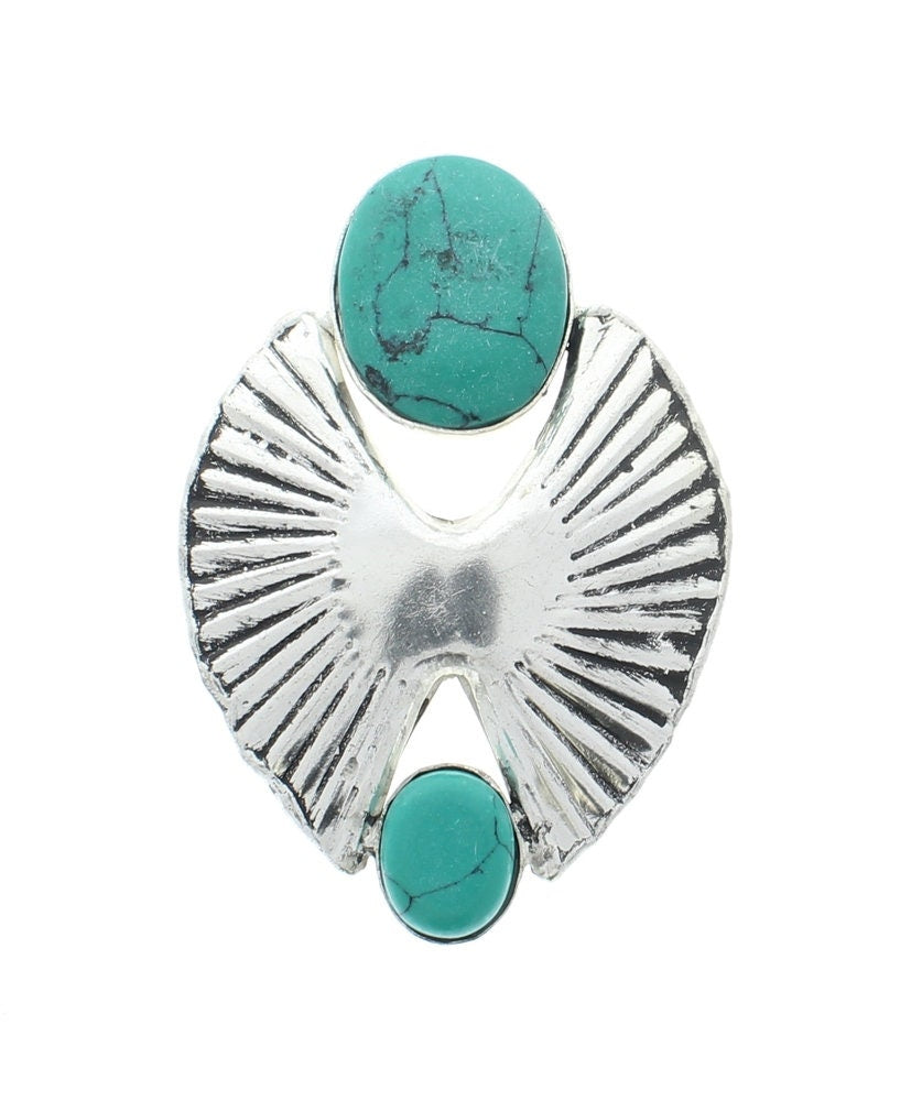 Turquoise Southwestern style bolo, silver plate, composite Turquoise