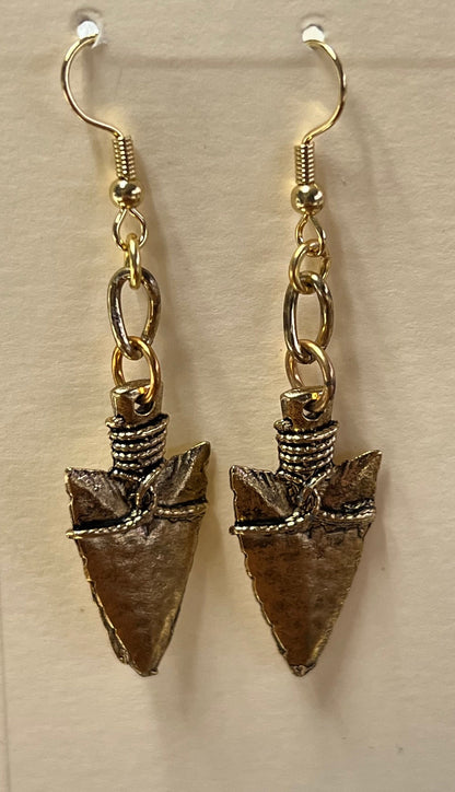 Arrowhead earings, gold plated  (Hamiton Gold ) sold my pair