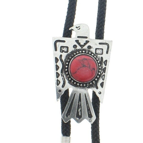 Thunderbird Lariat Bolo Tie, Round composite Stones .Free Gift Box