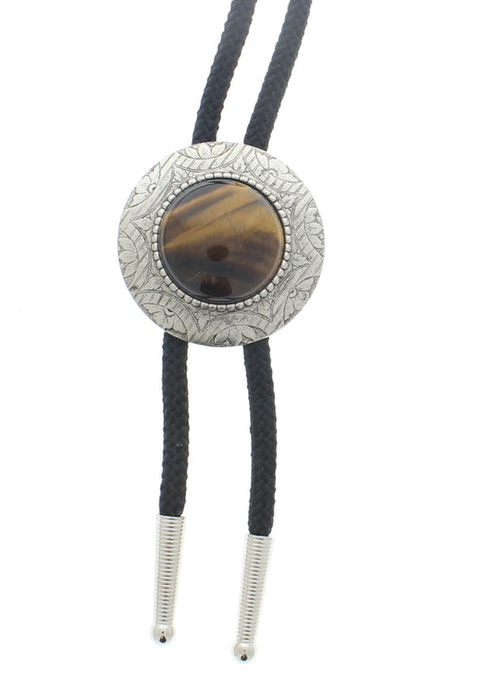 Bolo Tie on 36" Cord , tiger eye  gemstone, 25mm stone