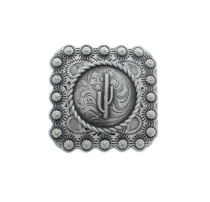 saguaro belt buckle, 2" x 2" , 1.5" belt, silver  ox finish