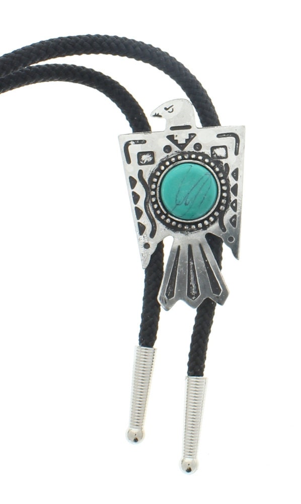 Thunderbird Lariat Bolo Tie, Round composite Stones .Free Gift Box