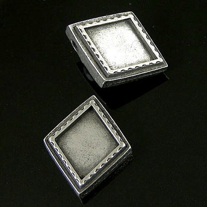 6 Bamboo Bezel Frame Beads, Photo Slider Pendants, Classic Silver, Made in USA