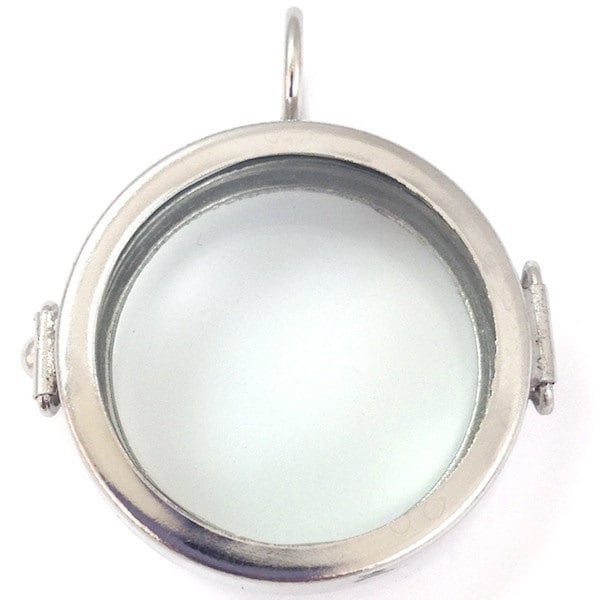 Shadow Box Pendants, 1" round, silver, Pack of 4