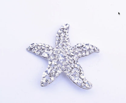 66mm (2.6in) Glass crystal Starfish Brooch, each