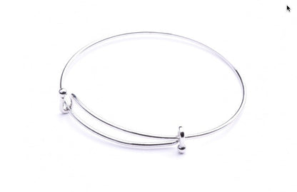 3 Adjustable Silver Wire Charm Bangles, Made in USA, pack of 3