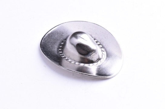 Cowboy Hat Metal Jewelry Charm Stamping, Rustic Finish or Antique Silver, Made in USA, Pack of 3