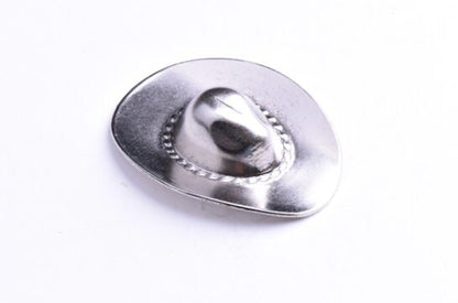 Cowboy Hat Metal Jewelry Charm Stamping, Rustic Finish or Antique Silver, Made in USA, Pack of 3