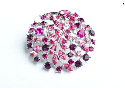 Vintage Crystal AB Vine Brooch, set in silver, each