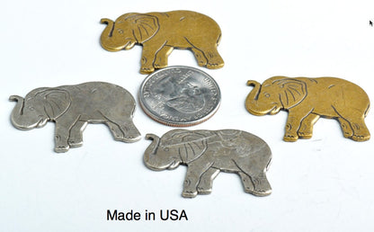 Vintage Elephant Charm, Antique Silver, Made in USA, Pack of 4