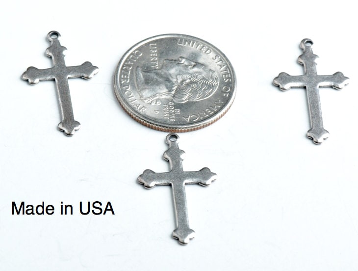 18x15mm Classic Silver Budded Cross w/loop pk/6 05181CS/6