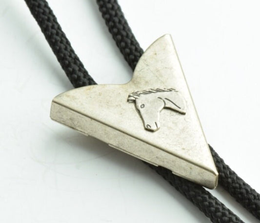 Horse Head Bolo Tie, Antique Silver with 36" black, red, turquoise or olive green cord, Made in USA, each
