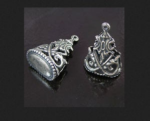 Filigree Victorian Metal Earring Fob Vintage Drop, double sided, Made in USA, Classic Silver Finish pack of 4