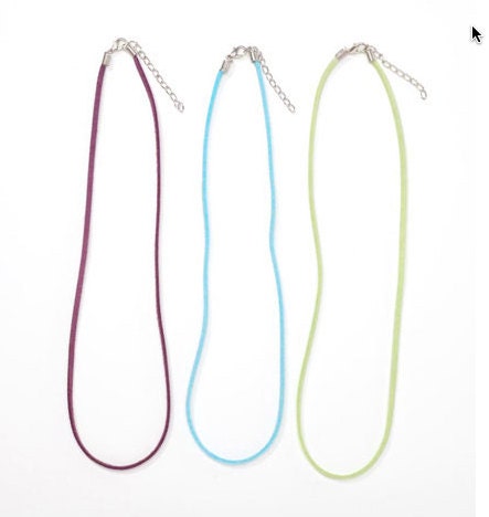 Leather Necklace Cord - Assorted Colors - Purple, Lime Green, Turquoise - 18"  N7006