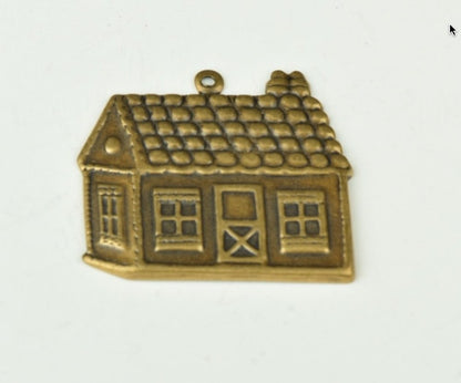 33x29mm Vintage House Cottage Charm, Antique Gold, Made in USA, Pack of 6,    5299