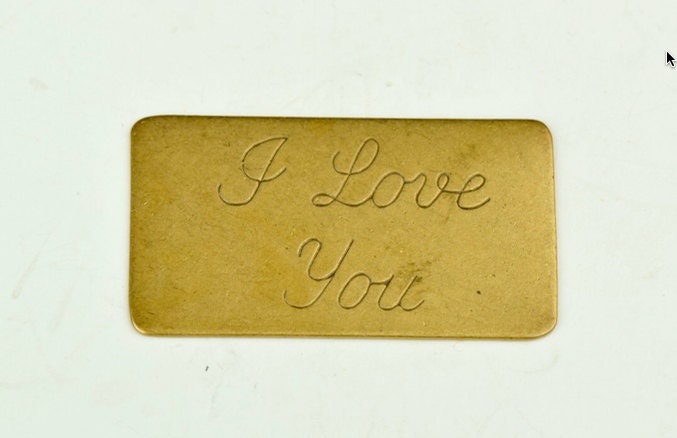 Charm Tag, "I love you" inscription, 16 mm x 29mm, antique gold,  made in USA, pack of 3