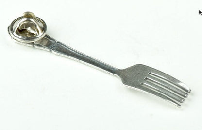 Keep your Fork" Lapel Pin, The Best is Yet to Come," antique silver, Made in USA, pack of 24