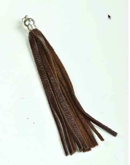 All natural leather Black Tassel pendant five inches, each