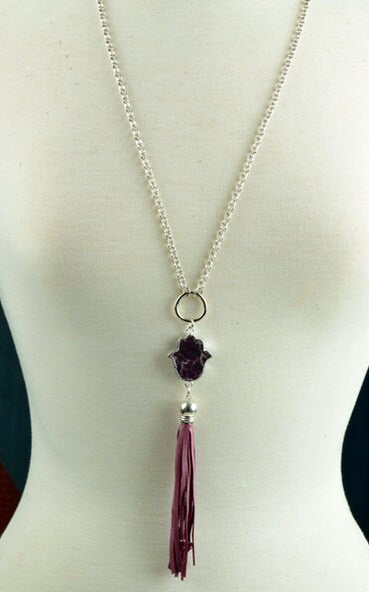 Druzy Agate Pendant with tassel drop sold by each