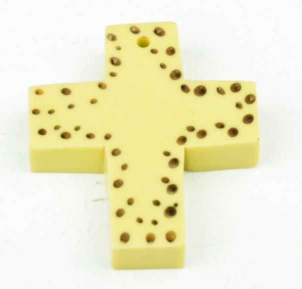 Bakelite Cross Pendant Ornament, 53mm, Yellow, White or Red, each