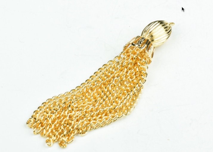 Tassel Gold plated,2 beaded top, drop pendant or other embellishment 2 each J530G